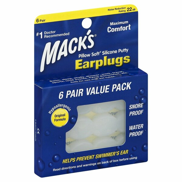 Macks silicone value pack earplugs pair, 6PK 591319